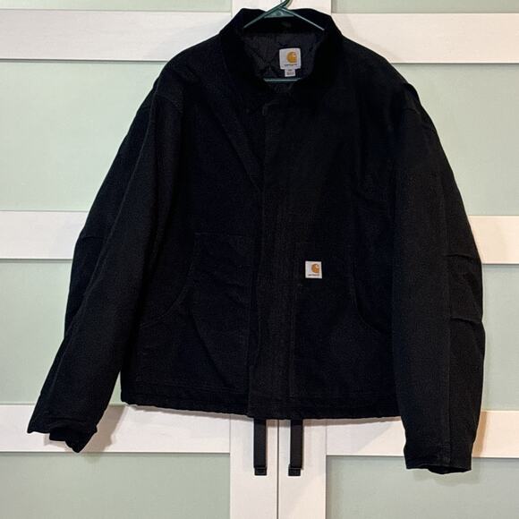Carhartt Arctic Work Quilted Jacket Chore Coat Sz 2XL Black J002 Corduroy Collar - Picture 1 of 7